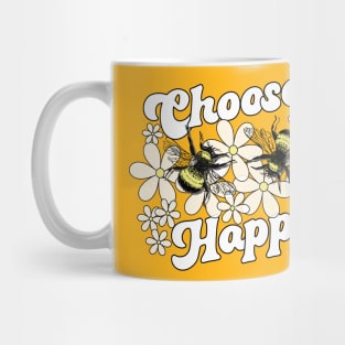 Lispe Choose 2 Bee Happy Bumblebees with Daisies Mug